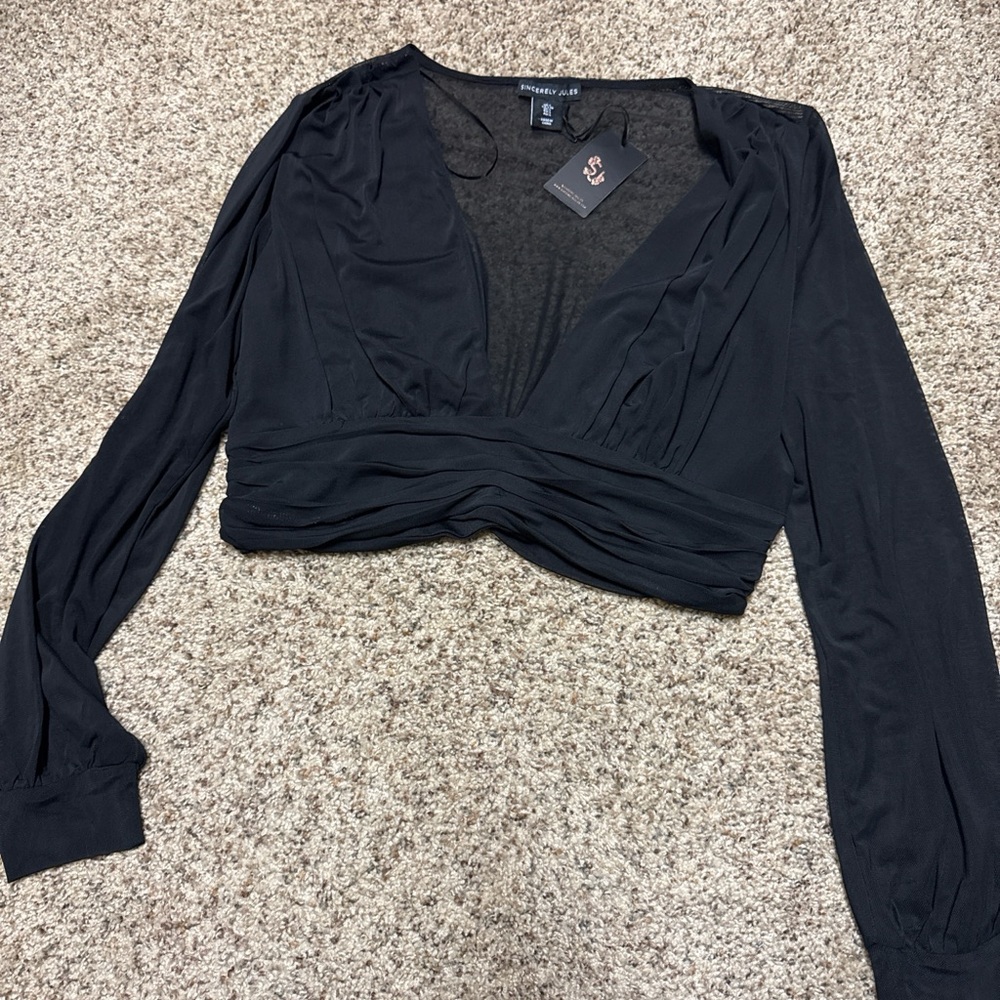 Sincerely Jules Black V-Neck Blouse